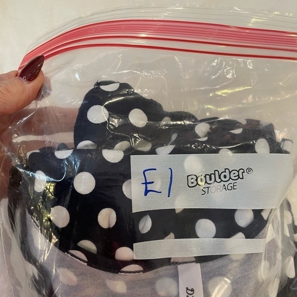 DB Moon black white polka dot midi short sleeve dress large - Picture 9 of 9